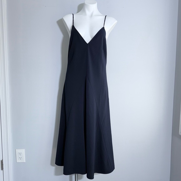 THAKOON A-Line Slip Dress in Moonlight Navy Blue Size 8 V-Neck Midi Minimalist - Picture 5 of 16